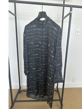 NWT Eileen Fisher Silk Cotton Dash Shirtdress Black XS ($298)